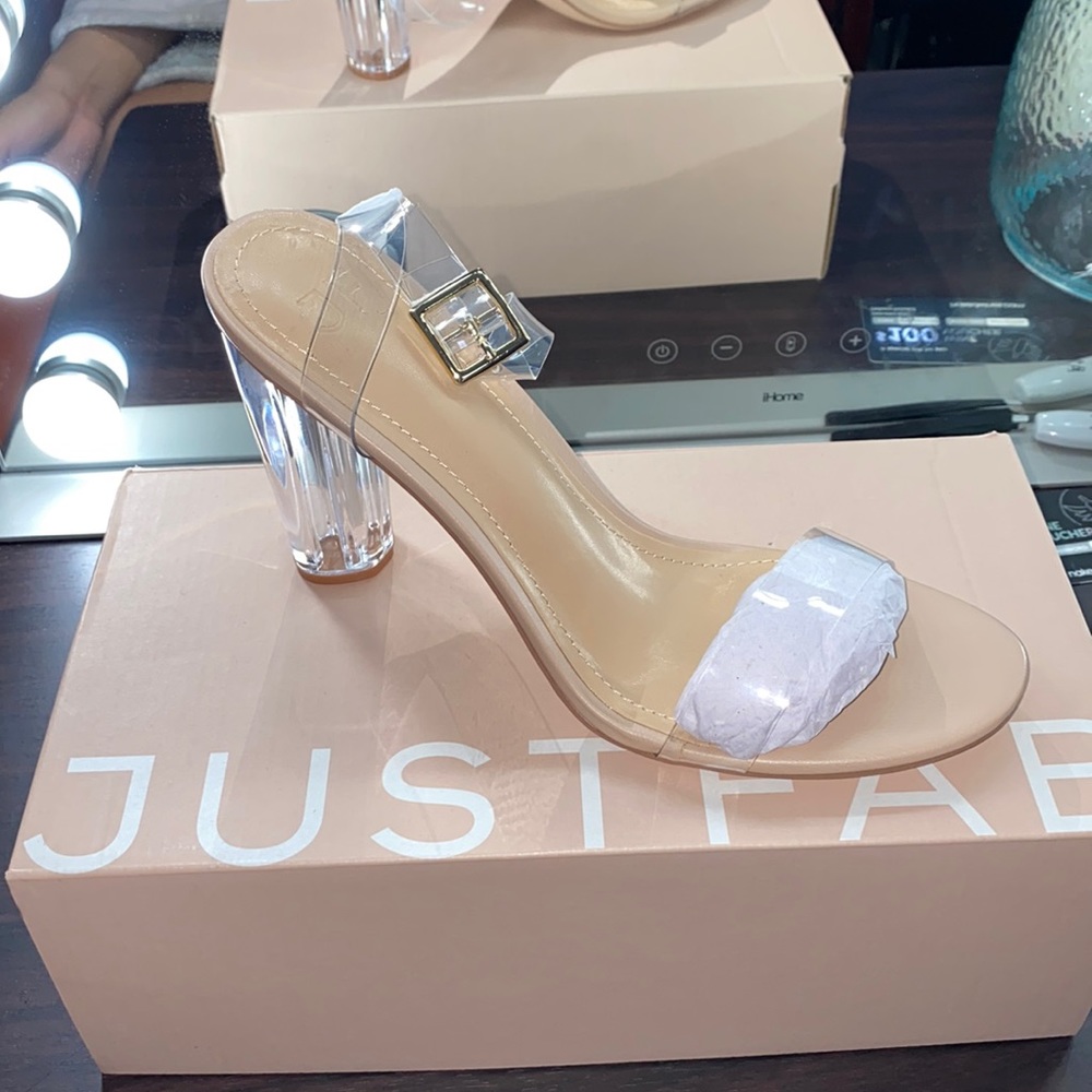 JustFab Clear & Nude Heels